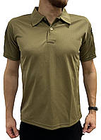 Футболка чоловіча поло з коротким рукавом тактична, Поло з липучками на рукавах для військових Бежевий S