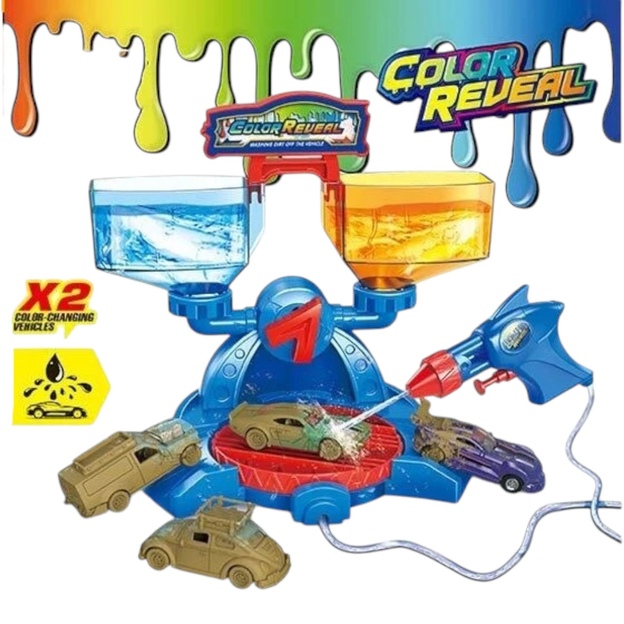 Автомийка трек (2 металопластикові машинки, рухомі елементи, водяний пістолет, змінює колір) SK 772 S