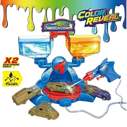 Автомийка трек (2 металопластикові машинки, рухомі елементи, водяний пістолет, змінює колір) SK 772 S, фото 1