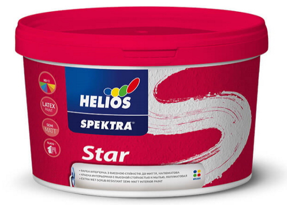 Фарба що миється длястін напівматова HELIOS SPEKTRA Star, B3 (прозора), 1,86л