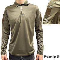 Поло для чоловіків із довгим рукавом, тактична сорочка з липучками на рукавах Хакі S