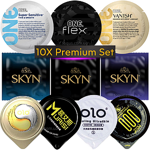 Набір презервативів ультратонких 10X Premium Set (Skyn, ONE, Muaisi, OLO)