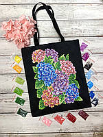 Набір Сумка шопер+бісер для вишивання Гортензії. 38х42 см. Чорна