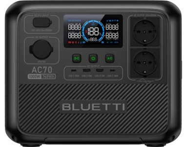 Зарядна станція Bluetti AC70 (AC70) 1000 Wh Black 1000 Вт (LiFePO4, Output: Підключення пристроїв, Швидка зарядка)