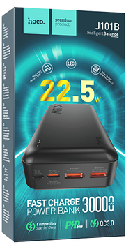 Портативний зарядний пристрій Повербанк Power Bank Hoco J101B Astute 30000mAh PD20W + QC3.0 22.5W Чорний