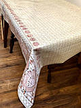 Скатертина-клейонка силіконова 137 см — на метраж, дизайн із сердечками та мереживом, фото 3