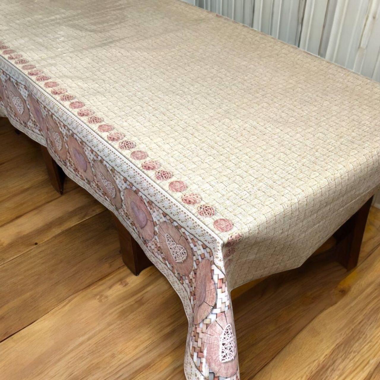 Скатертина-клейонка силіконова 137 см — на метраж, дизайн із сердечками та мереживом, фото 1