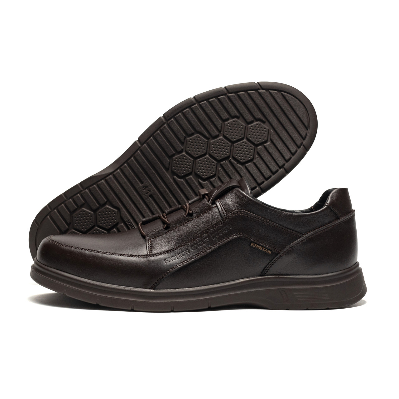 Чоловічі шкіряні туфлі Kristan dark chocolate, фото 1