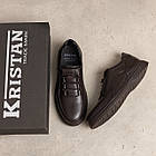 Чоловічі шкіряні туфлі Kristan dark chocolate, фото 7