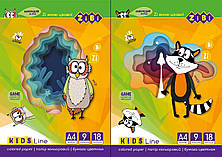 Папір кольоровий, А4, 18 аркушів, 9 кольорів, KIDS Line ціна за 4 шт. //