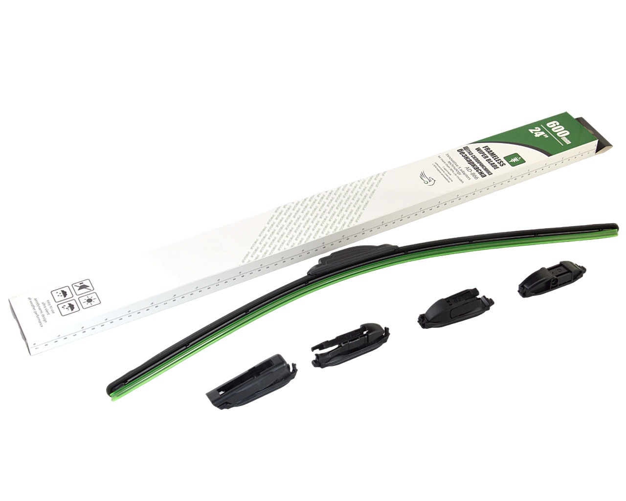 Щітка склоочисника безкаркасна 600 мм 24" (5 адаптерів), фото 1