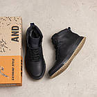 Чоловічі зимові шкіряні черевики LV black Style, фото 5