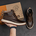Чоловічі зимові шкіряні черевики LV brown Style, фото 8