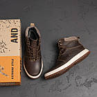 Чоловічі зимові шкіряні черевики LV brown Style, фото 10