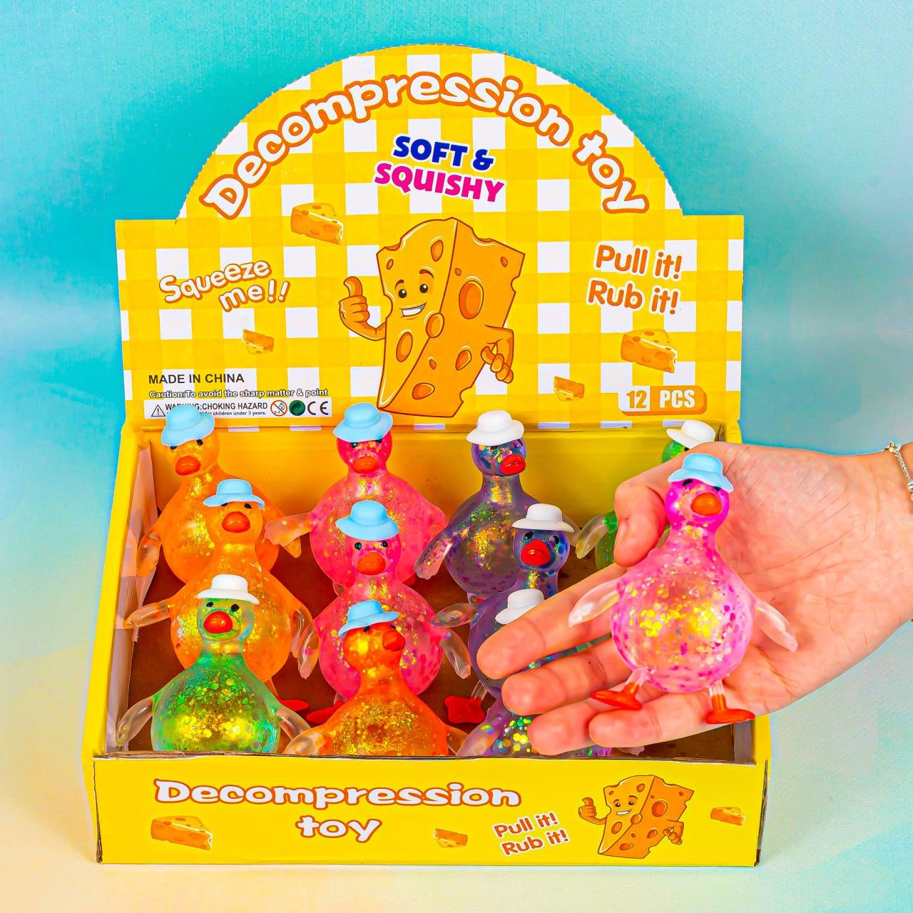 Іграшка тягучка антистрес Качка, 9 см 12 шт упаковка