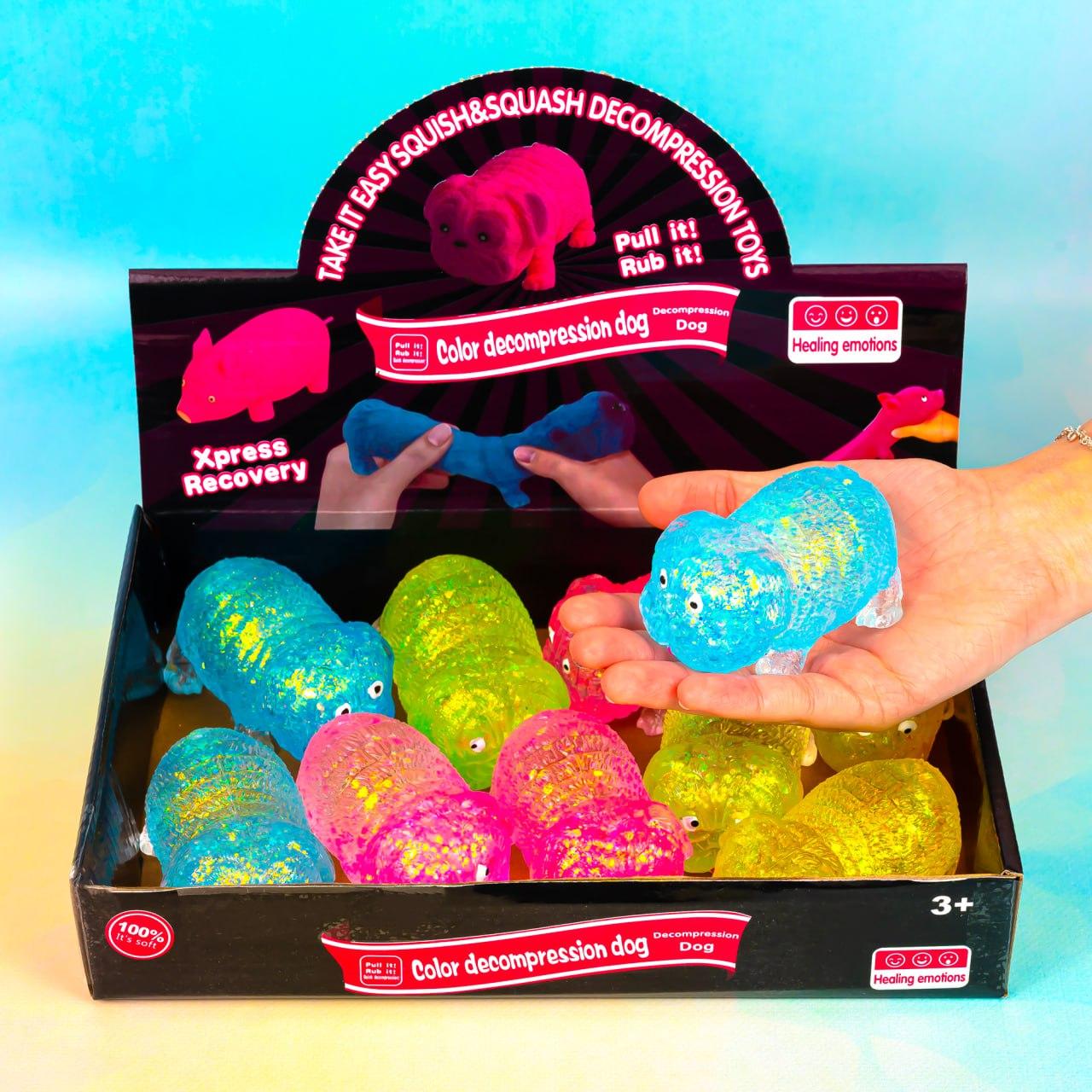 Іграшка тягучка антистрес Мопси, 9 см 12 шт упаковка