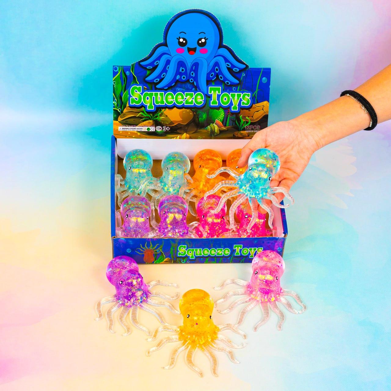 Іграшка тягучка антистрес Восьминіг, 13 см 12 шт упаковка