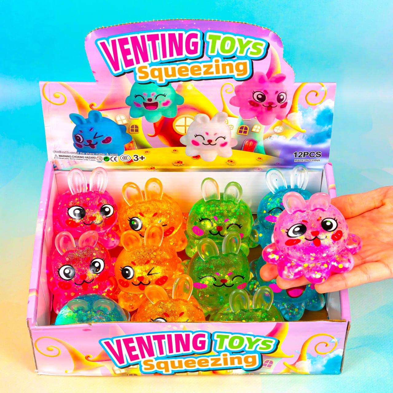 Іграшка тягучка антистрес Заєць восьминіг, 7 см 12 шт упаковка