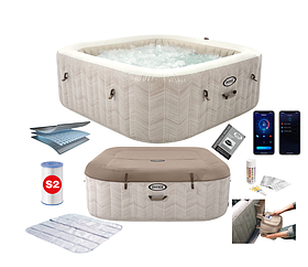 Джакузі СПА Intex 28472 надувний 196 х 71 см Chevron Deluxe 6-місць, аеро, 1741 л/г, WiFi