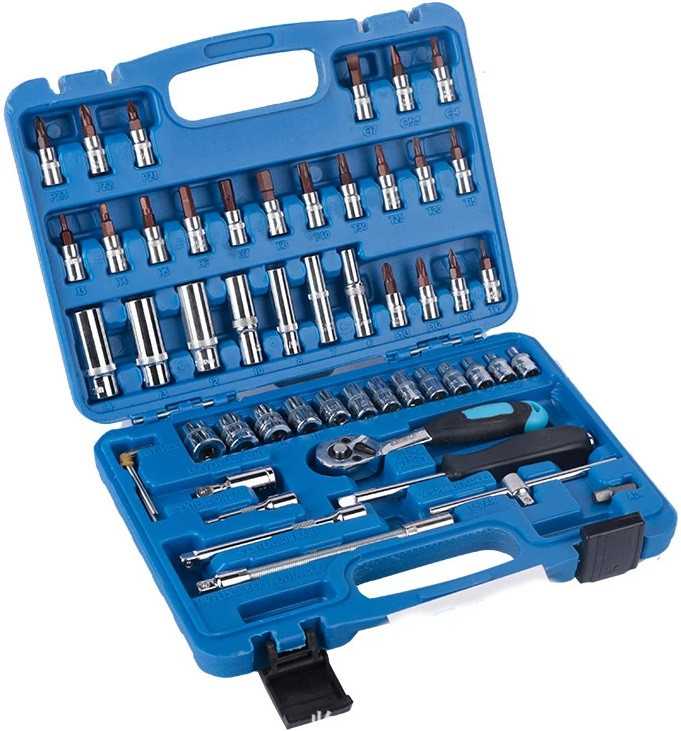 Автомобільний набір інструментів у машину тріскачка торцеві головки 53 предмети в кейсі