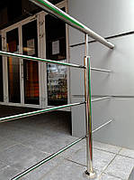 Перила/огородження з нержавійки AISI 304, поручень Ø38 мм, стійка Ø32 мм, 3 ригелІ Ø10 мм, кріплення на анкер