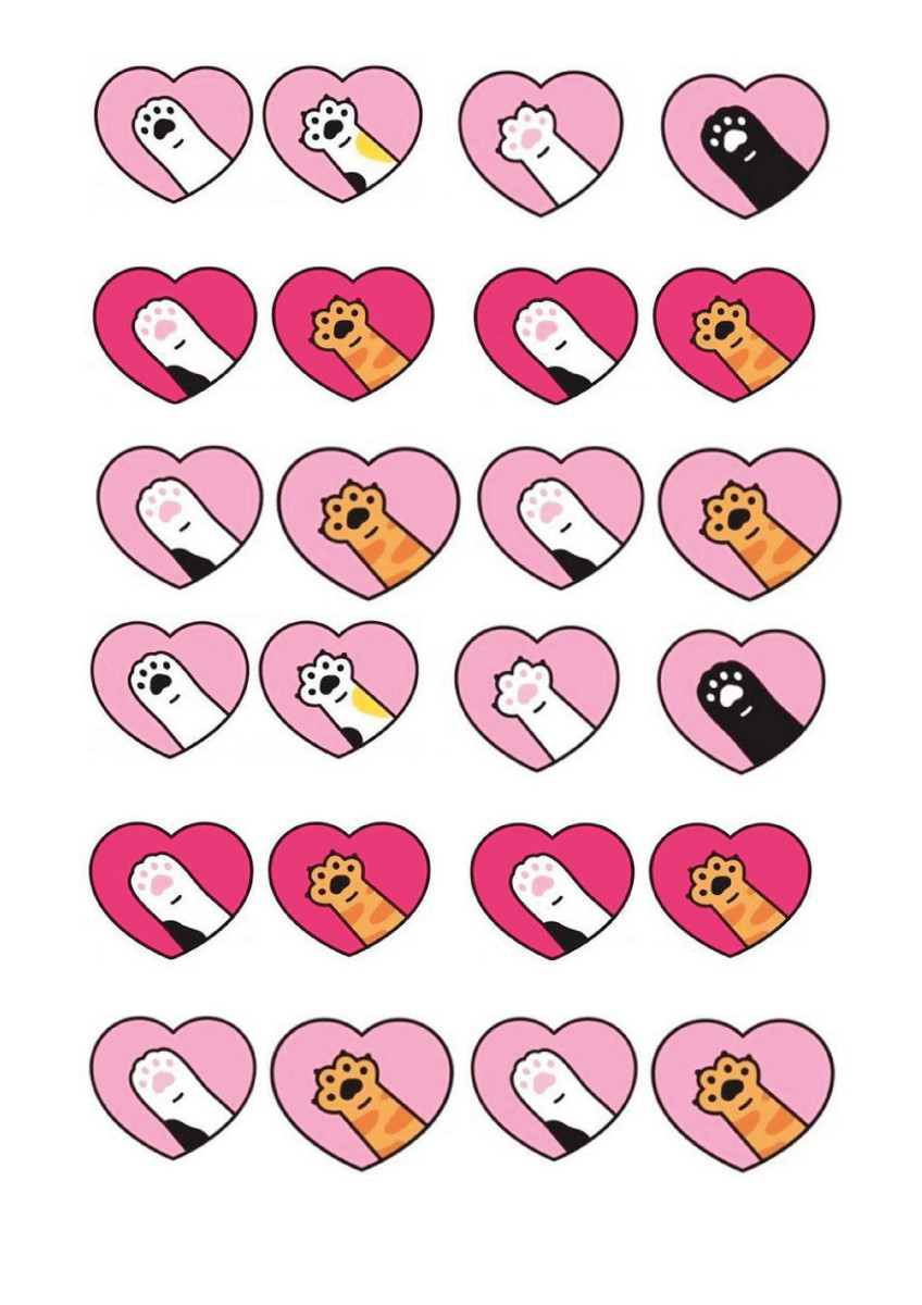 Вафельна картинка Лапи котиків в серці №2