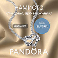 Срібне намисто кольє "Серце нескінченності" Пандора Pandora срібло 925