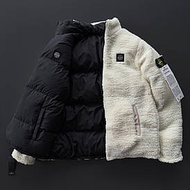 Зимова куртка пуховик двостороння чоловіча Stone Island молодіжна повсякденна з капюшоном модна стильна