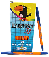 Ручка кулькова Синя Korvina (жовтий корпус) №51 50шт