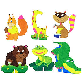 Набір фетрових фігурок на підставці "Веселі тваринки" Книжковий хмарочос 180175, Toyman