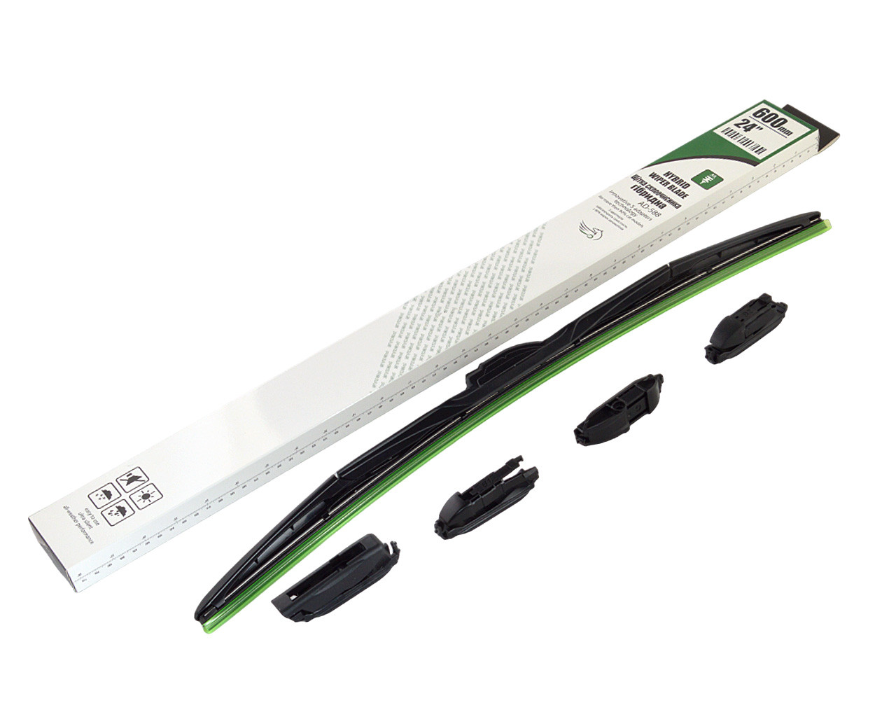Щітка склоочисника безкаркасна Hybrid 600 мм 24" (5 адаптерів), фото 1