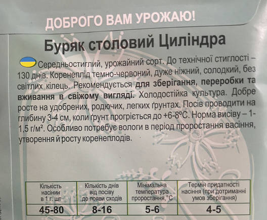Буряк Циліндра 10г оброблене насіння, фото 3
