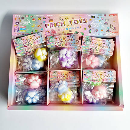 Іграшка антистрес міні Лапки, 4 см 30 шт в упаковці, фото 2