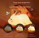 Світильник кролик Swan силіконовий LED-нічник кролик для дітей м'який силікон білий, фото 5