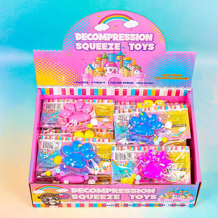 Іграшка антистрес Лапки сяючі, 7 см 16 шт упаковка, фото 1