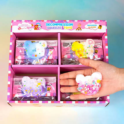 Іграшка антистрес Міккі з присипкою, 7 см 16 шт упаковка, фото 1