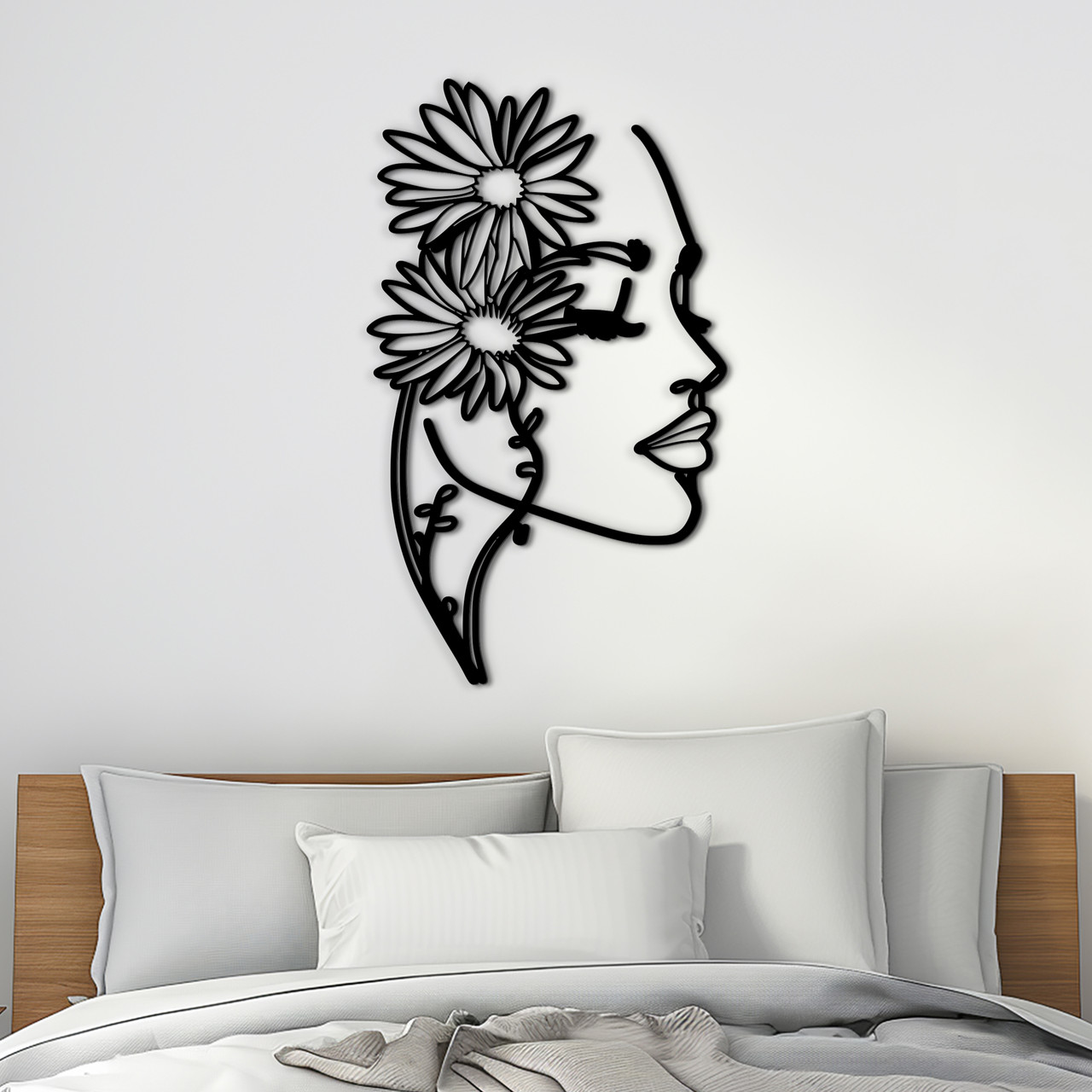 Настінний декор для дому картина лофт Квітковий портрет декоративне панно 30x18 см Woodyard (17051--30x18), фото 1