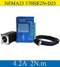 Кроковий двигун з енкодером, замкнутого типу NEMA23 57HSE2N-D25 з гібридним серводрайвером HSS57, фото 2