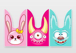 Пакети дитячі Ушастики Брак  асорті поліетиленові з вушками зав'язками подарункові для солодощів 22х13 см 10 шт