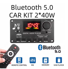 MP3-плеер USB/TF/FM/Bluetooth, модуль с пультом, 5-26В, KH-G022. 2*40Вт