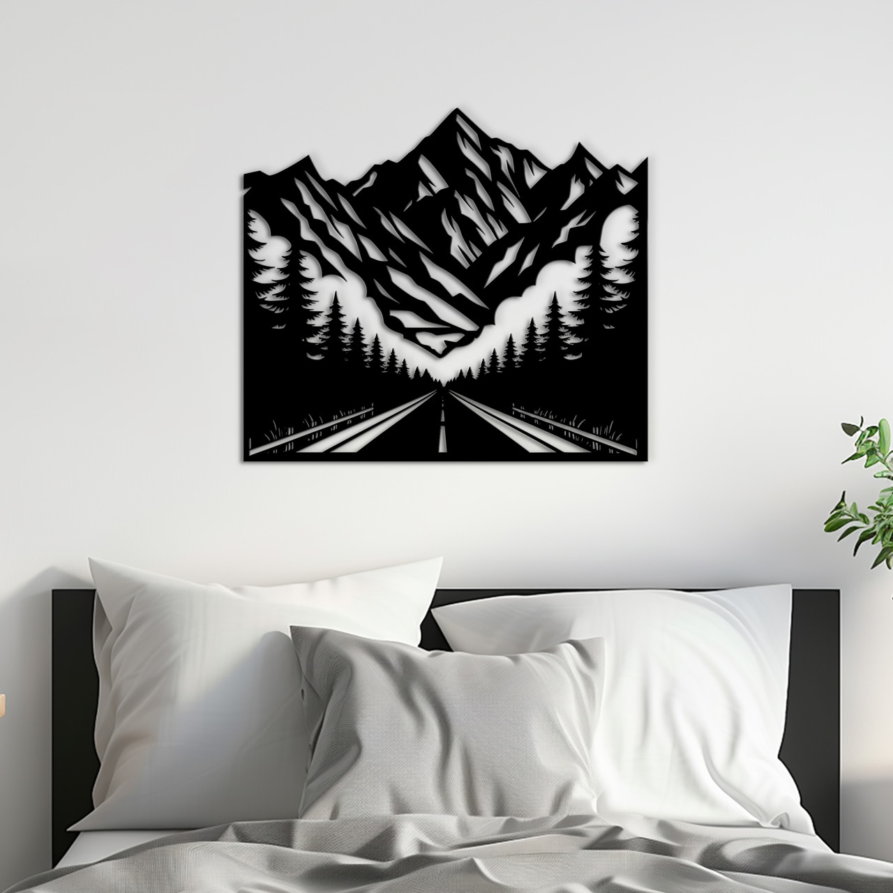 Дерев'яна картина на стіну декор в кімнату Гірські хребти стиль мінімалізм 20x23 см Woodyard (17061--20x23), фото 1
