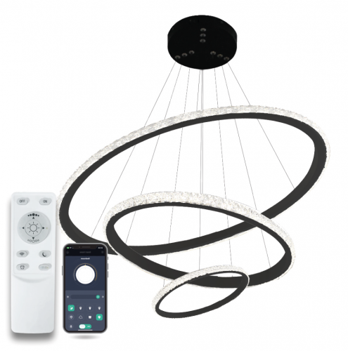Люстра світлодіодна з пультом LUMINARIA JULIE 75W 3R APP 600х1100 BLACK/CLEAR 220V IP20