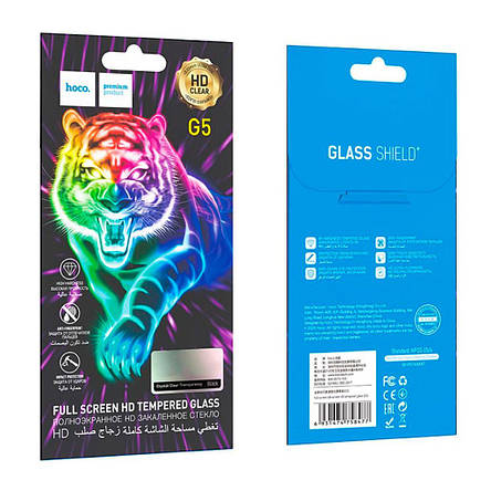 Захисне скло Hoco Full screen silk screen HD tempered glass set for iP16 Pro (G5) Black, фото 3