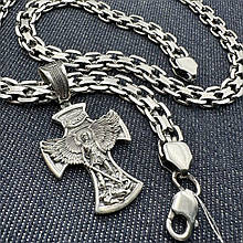 Чоловічий комплект масивний хрест Архангел Михаїл та якірний ланцюжок срібло 925 проби чорніння