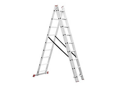 Драбина універсальна розкладна, алюмінієва 3-х сек. 3х8сх,5.09м LT-0308 ТМ INTERTOOL FG