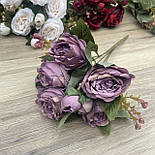 Штучні квіти Букет композиції півоній із бутонами 30 см сливовий, фото 3
