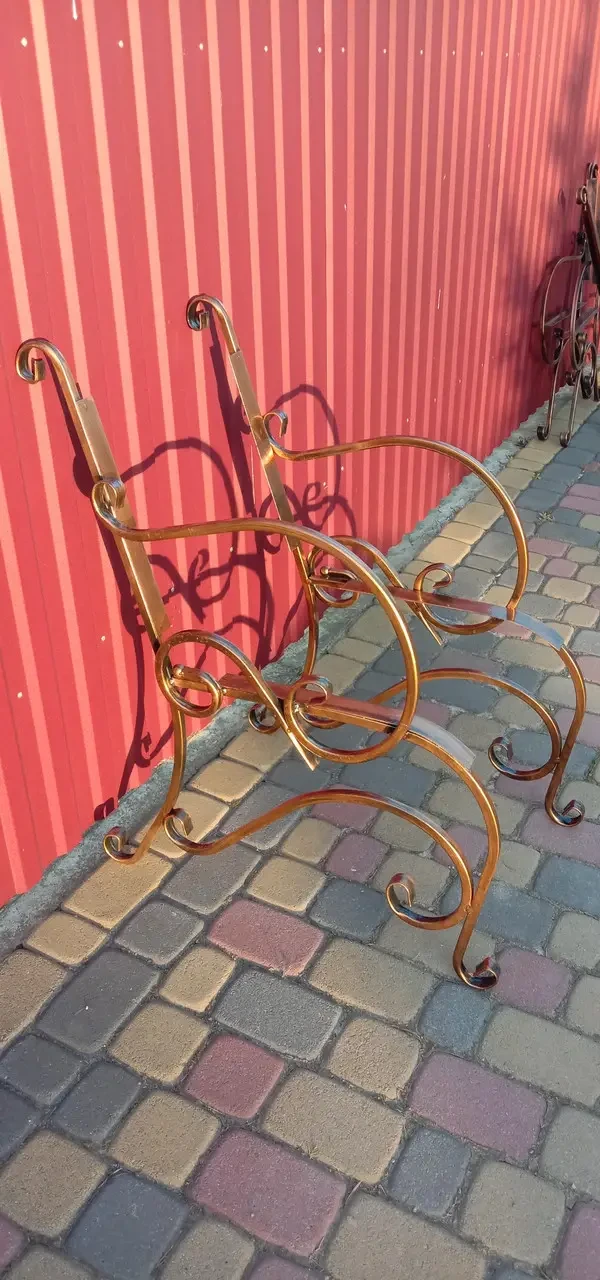 Комплект опор для лавки зі спинкою та підлокітниками з профільної труби 87х76 см, Хатинка, фото 1