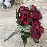 Штучні квіти Букет композиції півоній із бутонами 30 см марсал, фото 3