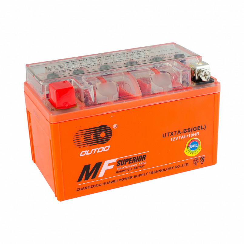 Гелієвий Мото Акумулятор 12V 7Ah  OUTDO UTX7A-BS GEL Мотоакумулятор для Скутера Мопеда Orange, фото 1