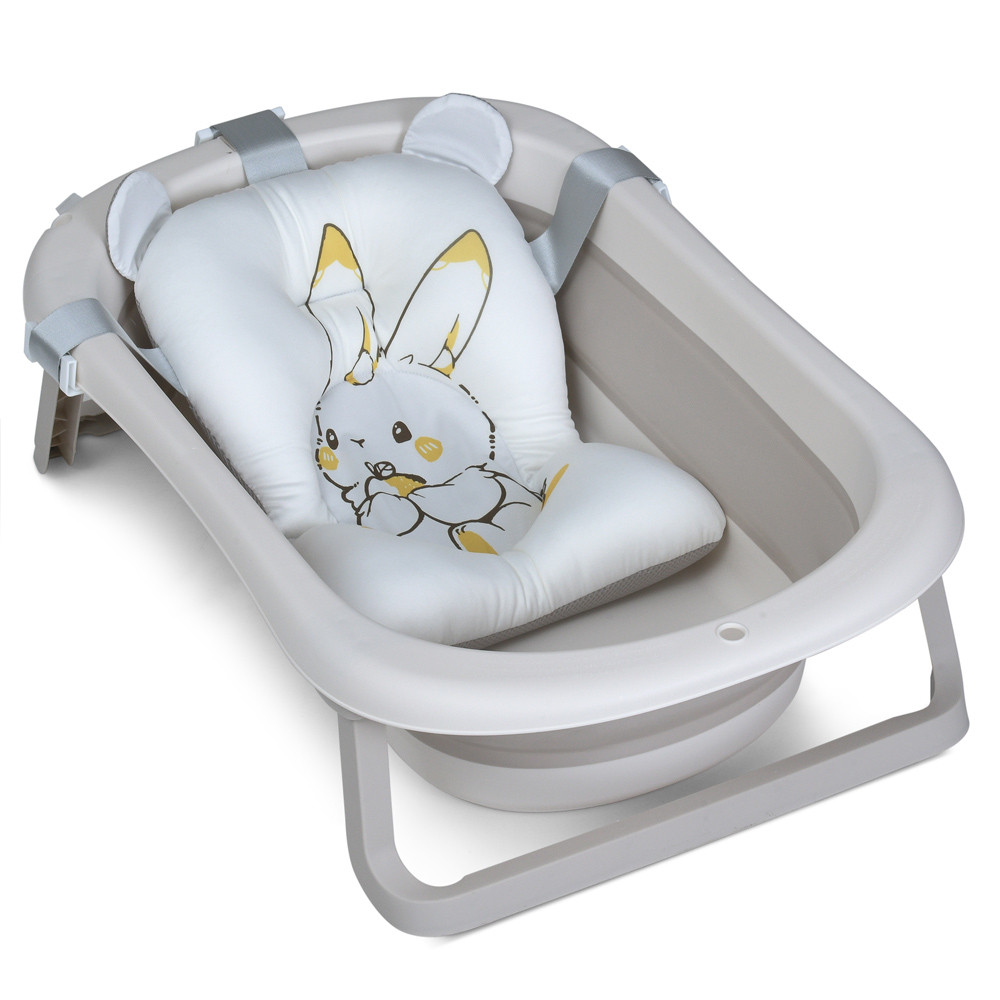 Ванночка ME 1151 PLUS Cool Gray (1шт) дитяча, з термометром, вкладиш, силікон, складана 78,3*49,3*20,5, сірий